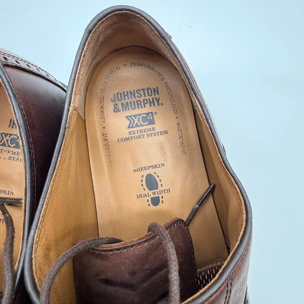 Johnston & Murphy 11.5 XC4 Waterproof Brown Leather Wingtip Oxford Shoes Mens